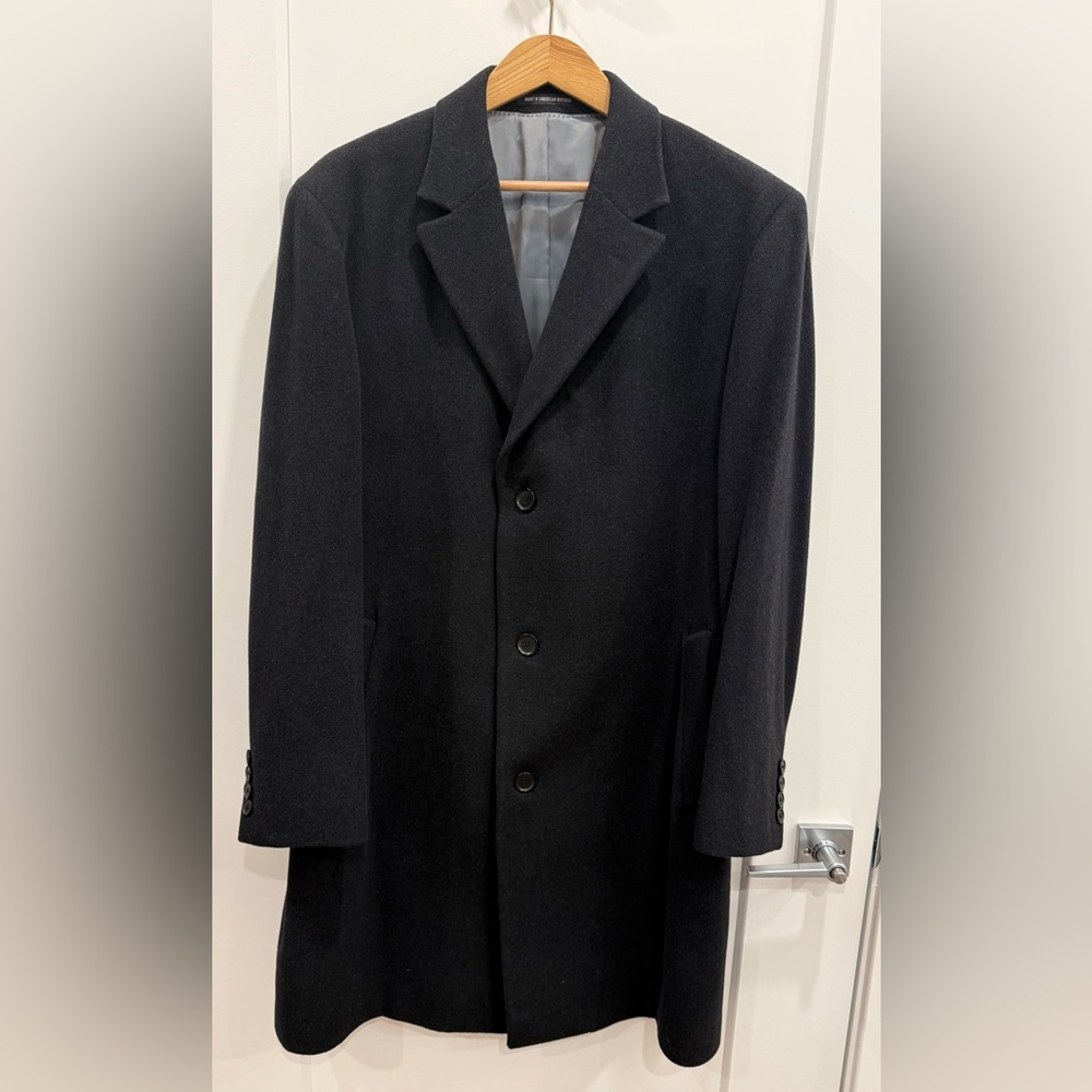 Men's Black Wool Blend Single-Breasted Blazer